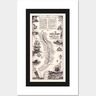 Sable Island Atlantic Graveyard Treasure Map Print Posters and Art